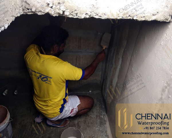 Watertank Waterproofing Contractor - Water Tank Mother Roof Chemical Waterproofing, Residence, Besant Nagar, Chennai.