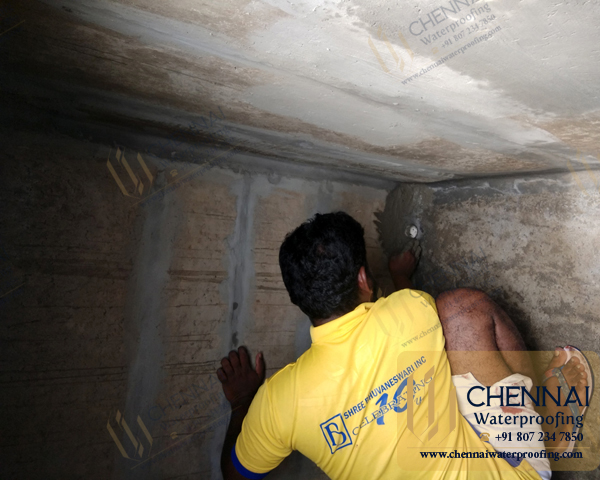 Watertank Waterproofing Contractor - Water Tank Mother Roof Chemical Waterproofing, Residence, Besant Nagar, Chennai.